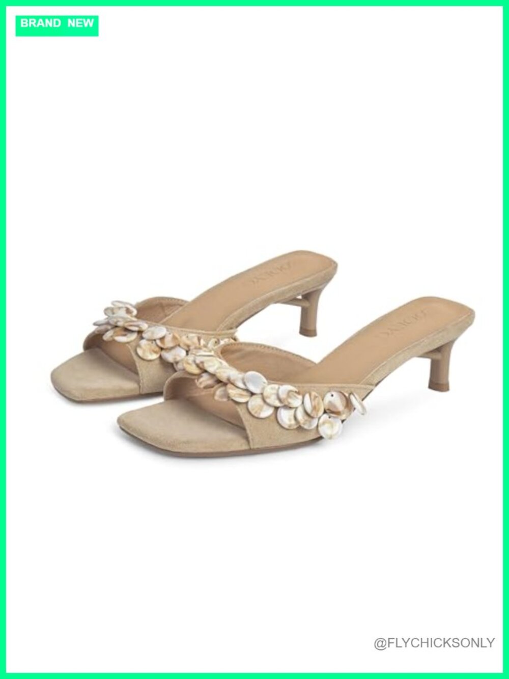 Suede Kitten Heel Slide Sandals Square Toe Slip On Mules